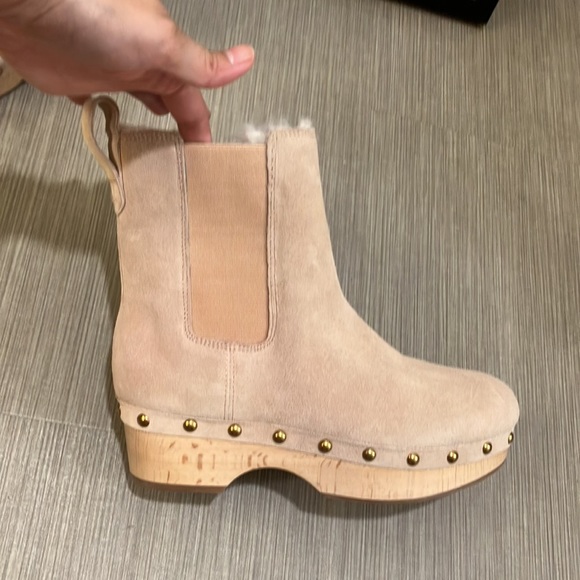 J. Crew Suede Chelsea Clog Boot Faux-Fur lining Bronzed Clay color Size 6.5 - Picture 5 of 11